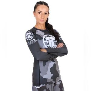 Tatami Fight Wear Camo Rashguard size S Black/Gray Martial Arts Active Athletic